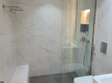 Wall & Floor Tiling with Glass Partition
